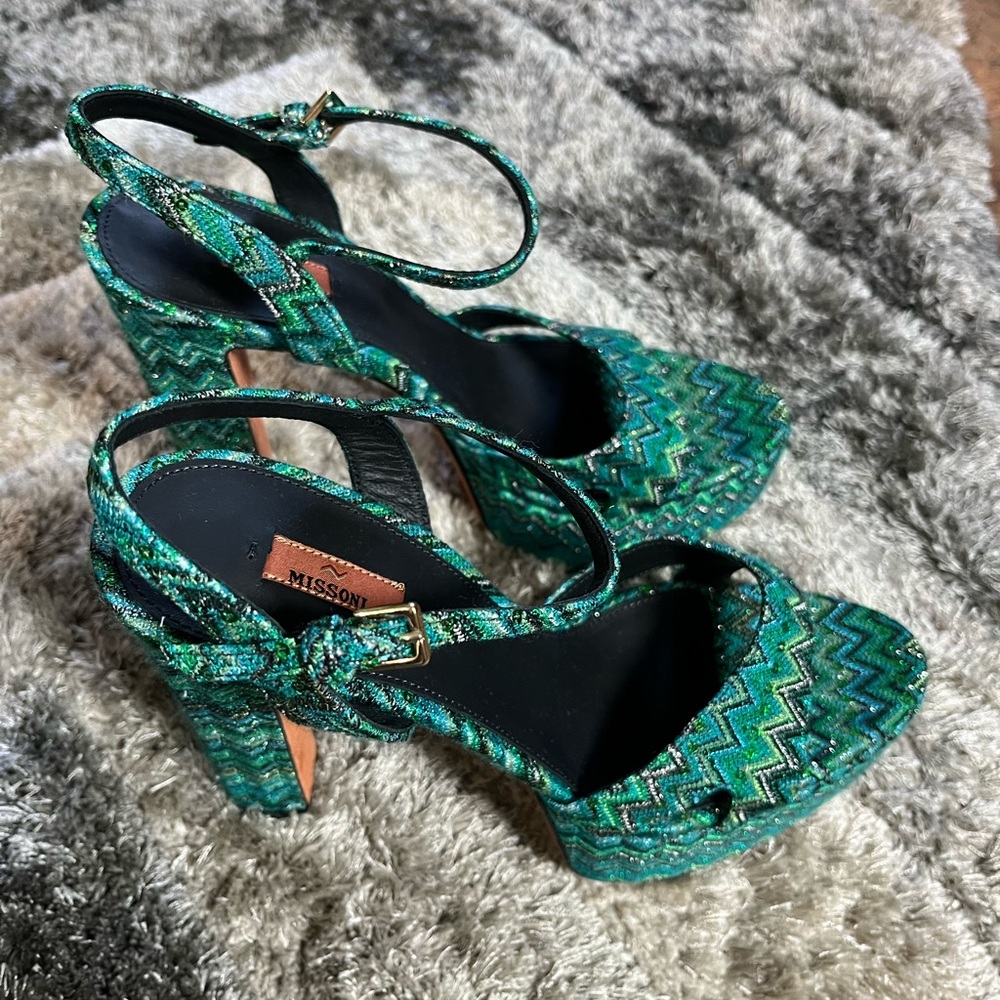 Missoni Zigzag Green Platform Heels
